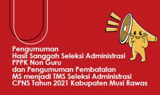 Pengumuman Hasil Sanggah Seleksi Administrasi PPPK Non Guru dan Pengumuman Pembatalan MS menjadi TMS
